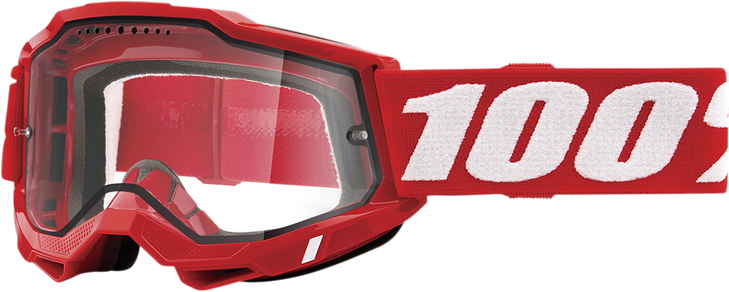 100% Accuri 2 Enduro Mtb Goggles - Neon Red - Clear 50016-00005