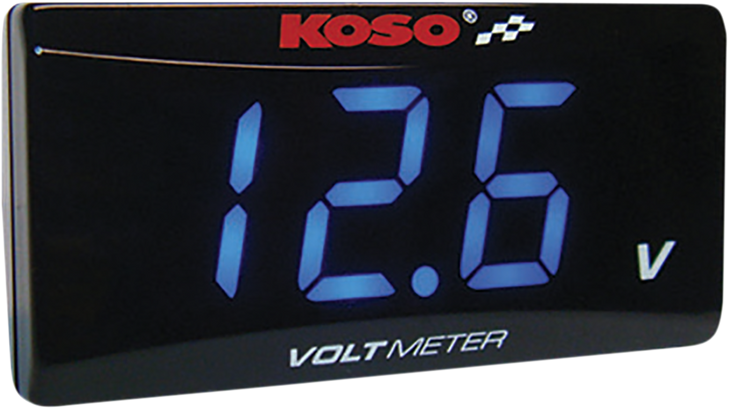 Koso North America Super Slim Volt Meter - Blue Digits - 2.22" W X 1.06" H X 0.43" D Ba024B00