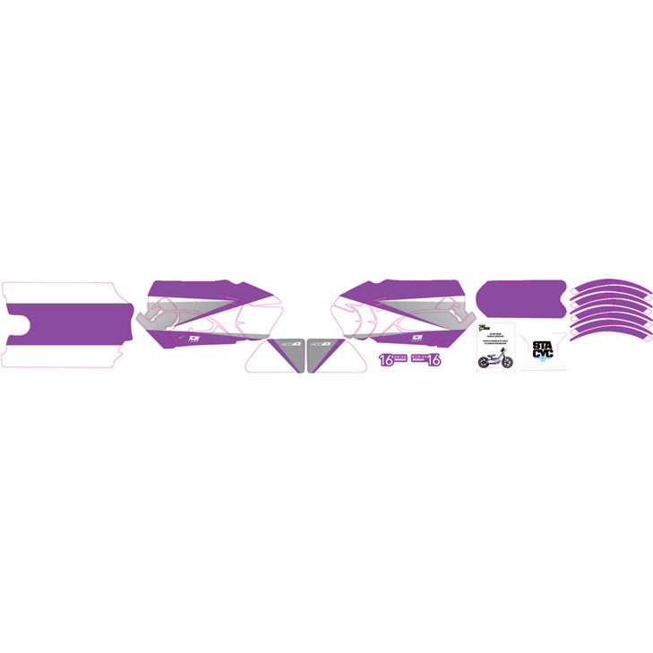 D'Cor Visuals Stacyc Stability Cycle Graphic Kit - 16" - Brushless - Purple 10-80-208B