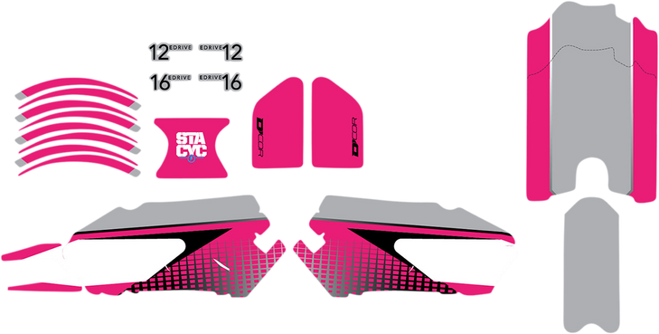 D'Cor Visuals Stacyc Stability Cycle Graphic Kit - 12" & 16" - Pink 10-80-203