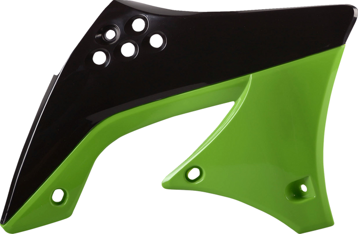 Polisport Radiator Cover - '09/ '11 Oem Black/Green - Kx 450F 8412900004