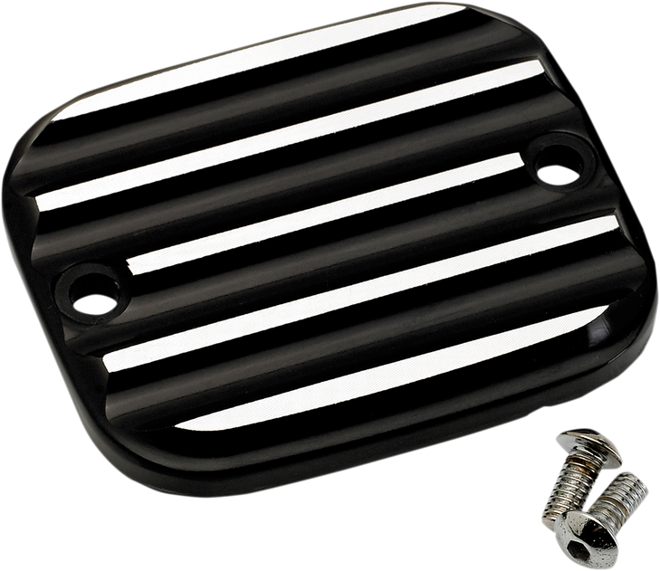 Joker Machine Master Cylinder Cover - Brake - Front - Finned - Black/Silver 951019-2