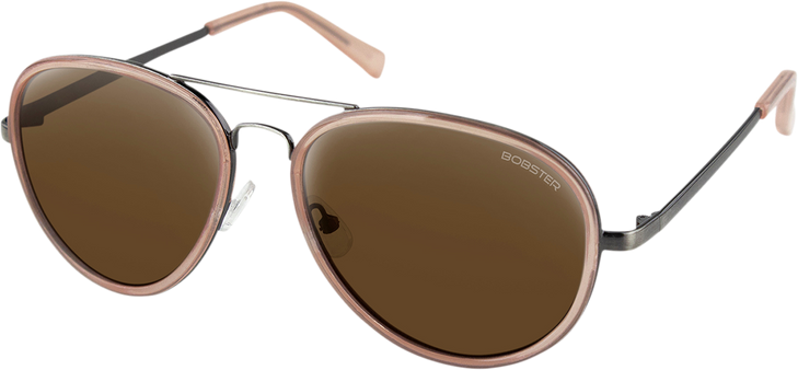 Bobster Goose Sunglasses - Gloss Clear Blush Gunmetal - Brown Hd Silver Mirror Bgse102Hd
