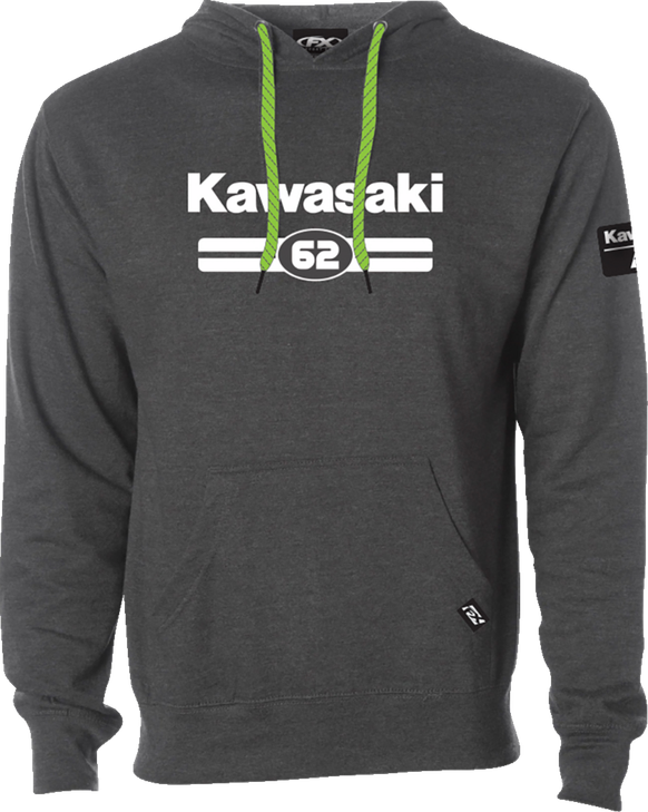 Factory Effex Kawasaki Sixty Two Pullover Hoodie - Heather Charcoal - Medium 27-88102