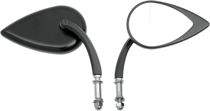 Drag Specialties Mirror - Tear Drop - Black - Short Stem