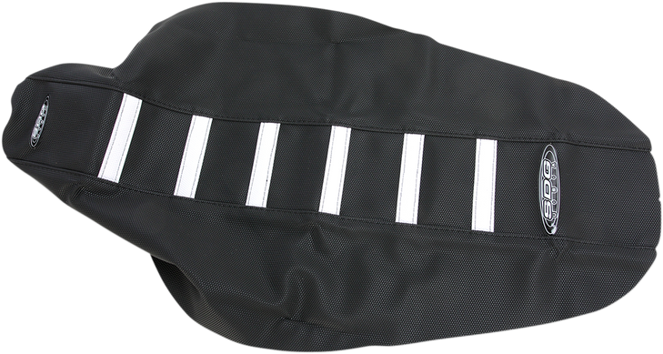 Sdg 6-Ribbed Seat Cover - White Ribs/Black Top/Black Sides 95943Wk