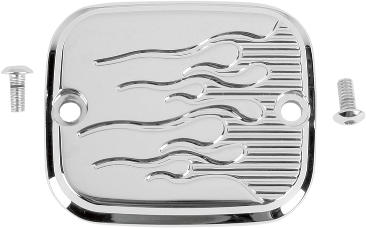 Joker Machine Master Cylinder Cover - Brake - Front - Flame - Chrome 951019Fc
