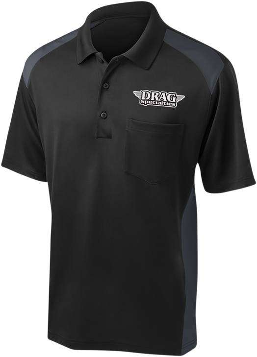 Throttle Threads Drag Specialties Polo Shirt - Black/Charcoal - Large Drg30Cs416Bchlg