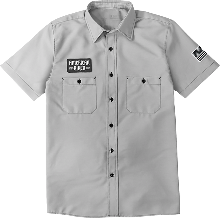 Biker Sam Contrast Stitch Shop Shirt - Gray/Black - Medium Abbsam17St8Sbmr