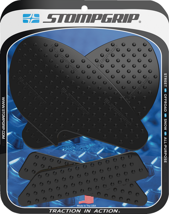Stompgrip Traction Pad Tank Grips - Volcano - Black - Yzf-R3 55-10-0163B