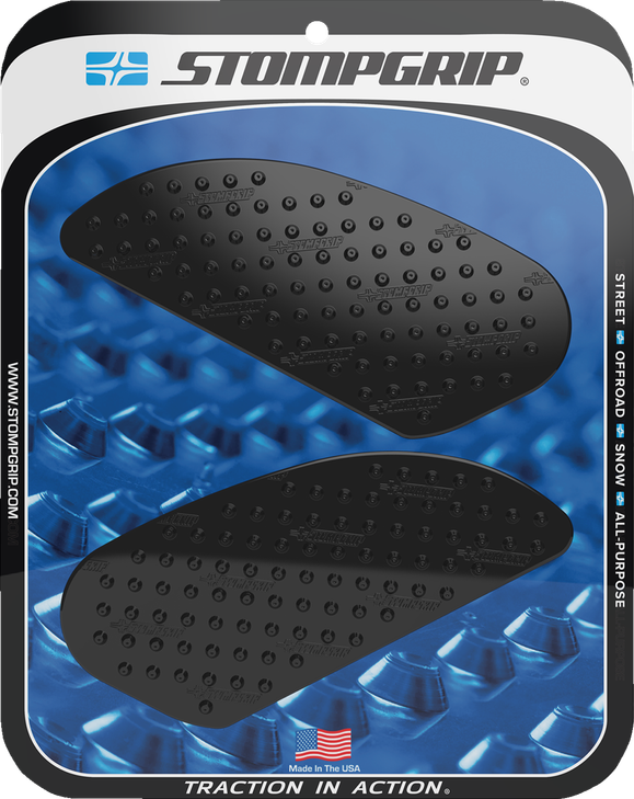 Stompgrip Traction Pad Tank Grips - Volcano - Black - Kawasaki | Triumph | Yamaha 50-10-0006B