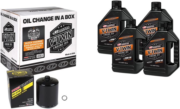 Maxima Racing Oil Evo/Xl Quick Oil Change Kit - Black Filter 90-069014Pb
