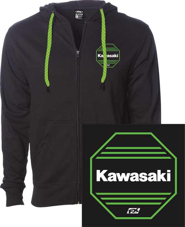 Kawasaki Octagon Zip-Up Hoodie - Black - Large 28-88154