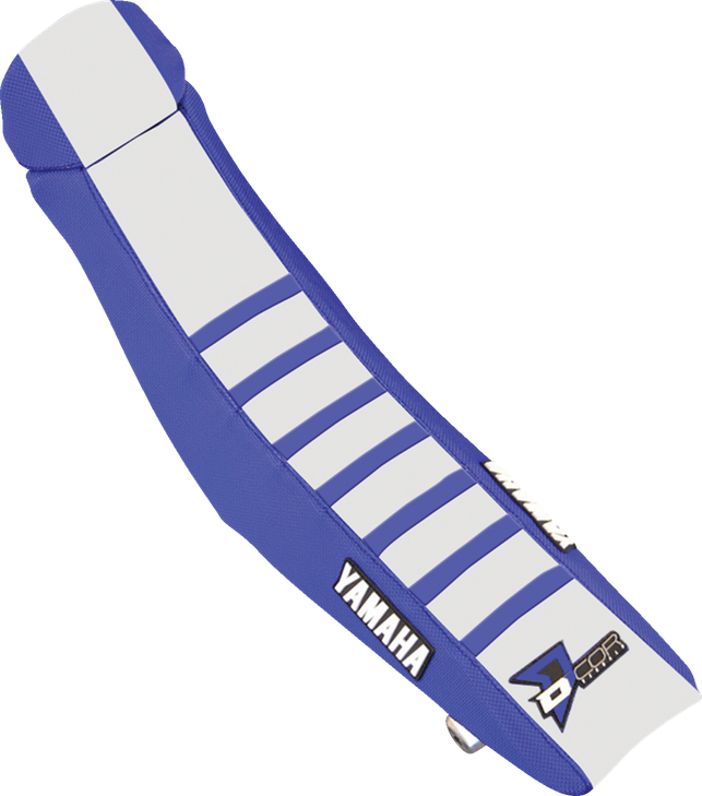 D'Cor Visuals Seat Cover - Blue/White W/ Blue Ribs - Yz '22-'24 30-50-146
