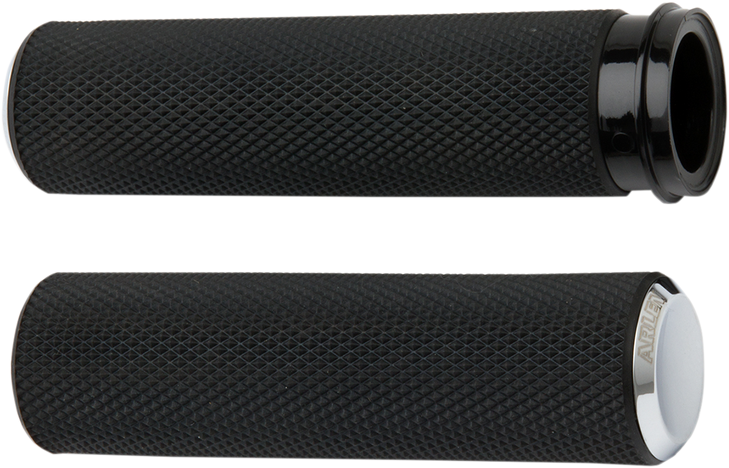 Arlen Ness Grips - Knurled - Cable - Chrome 07-324