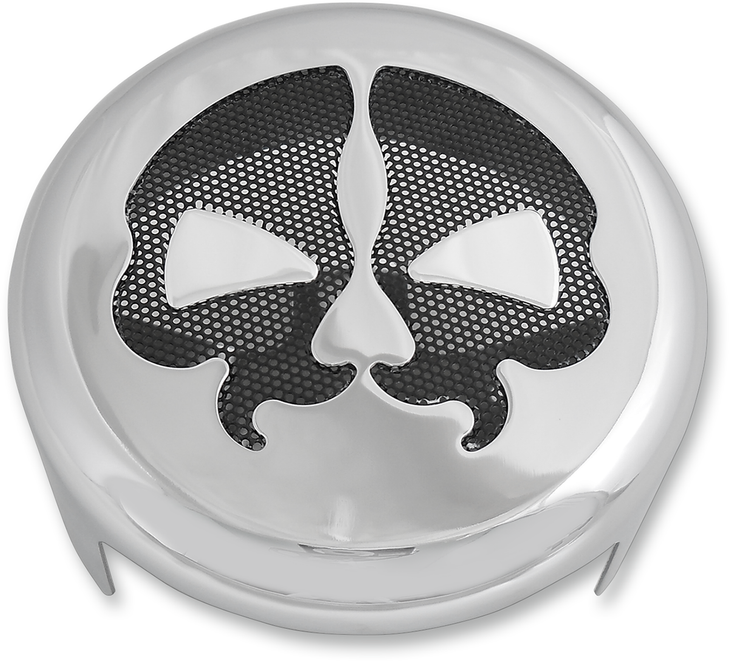 Drag Specialties Horn Cover - Chrome With Black Skull