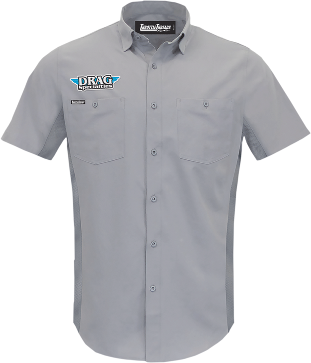 Throttle Threads Drag Specialties Vented Shop Shirt - Gray - Small Drg31St26Gysm