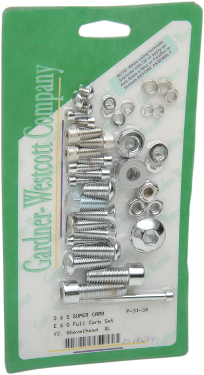 Gardner-Westcott Bolt Kit - S&S E/G Carburetor - Body/Air Cleaner - Socket-Head - Chrome P-31-38
