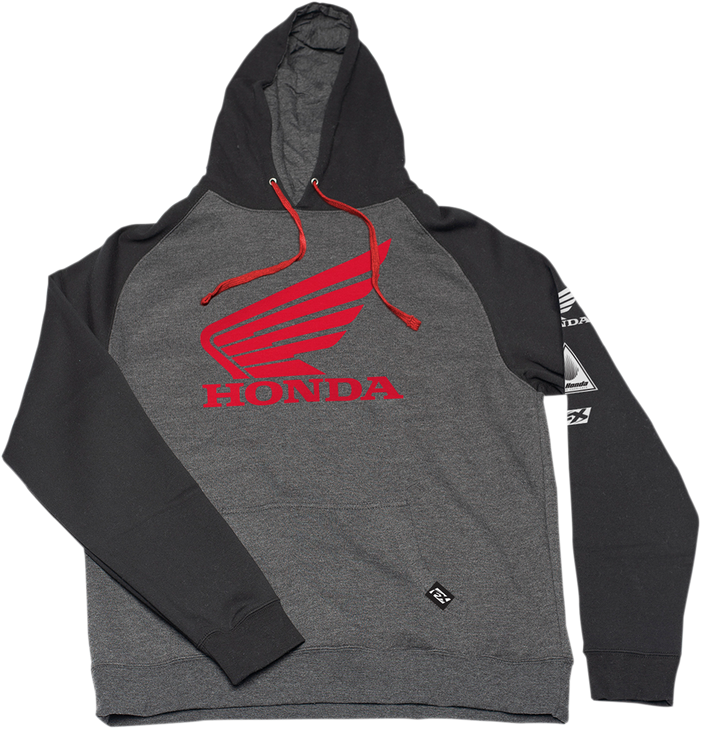 Factory Effex Honda Wing Hoodie - Black/Charcoal - Medium 22-88302