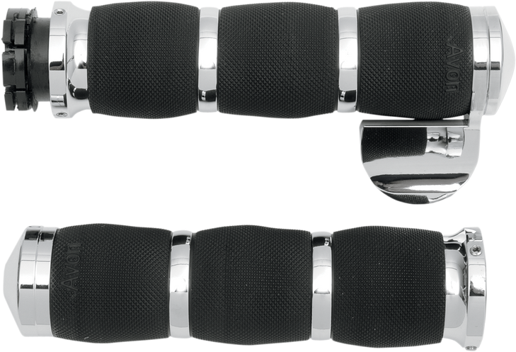 Avon Grips 3-Ring Air Cushioned Grips - Throttle Boss - Chrome Mt-Air-90-Ch-B