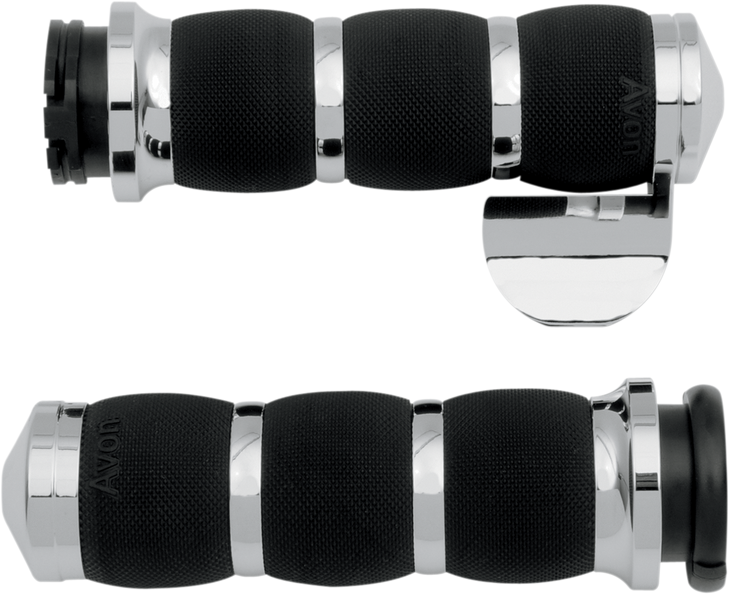 Avon Grips 3-Ring Air Cushioned Grips - Throttle Boss - Chrome Air-90-Boss