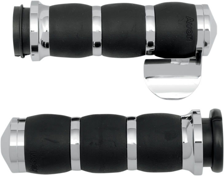 Avon Grips 3-Ring Velvet Air Grips - Throttle Boss - Chrome Air-93-Boss
