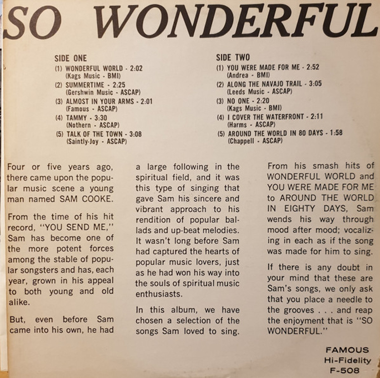 Sam Cooke - So Wonderful (LP, Comp)