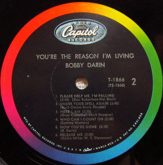 Bobby Darin - You're The Reason I'm Living - Capitol Records - T 1866 - LP, Album, Mono 712566373