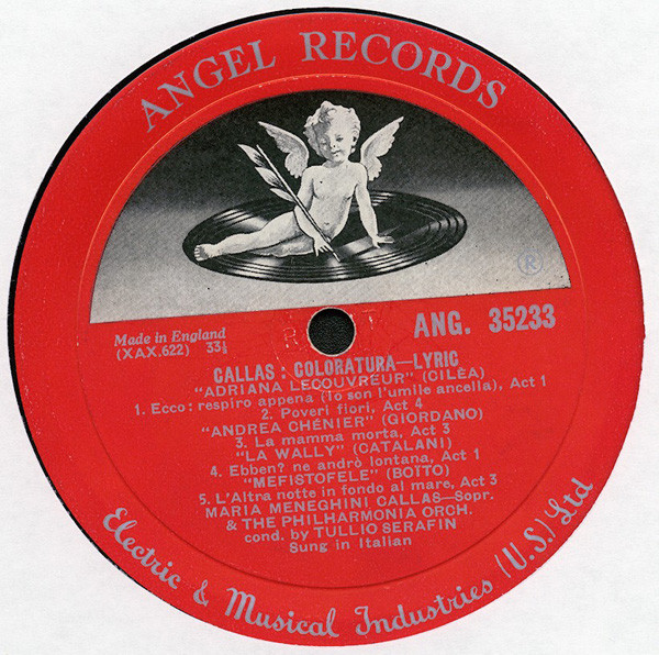 Mozart Bach LP Angel Records 赤盤 Maria Callas, Philharmonia Orchestra, Tullio Serafin - Coloratura