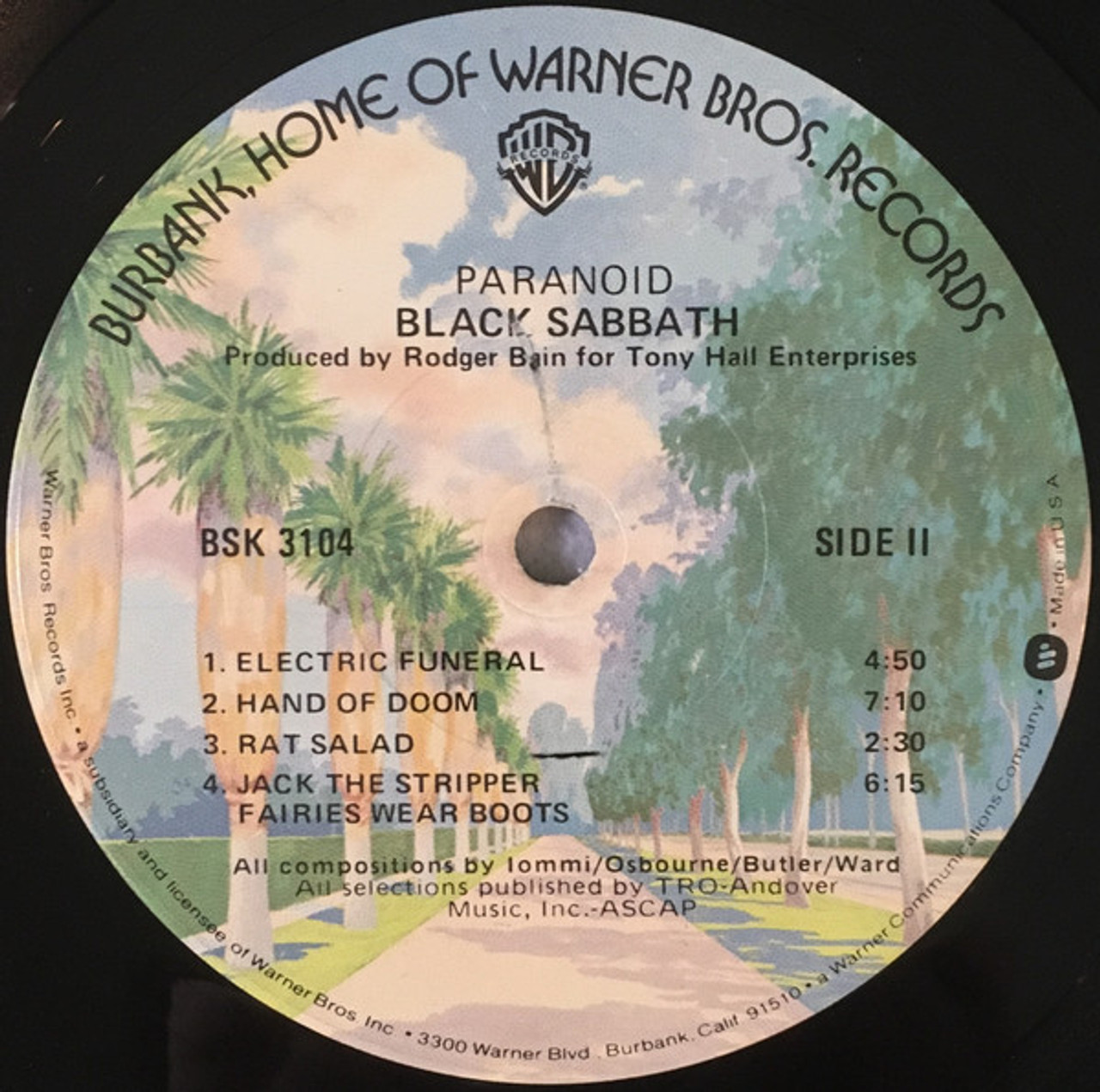 Black Sabbath - Paranoid - Warner Bros. Records - BSK 3104