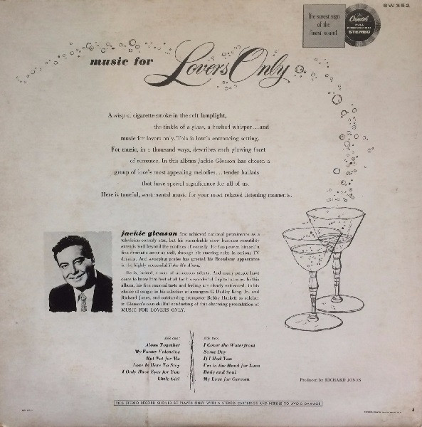 Jackie Gleason - Music For Lovers Only - Capitol Records - SW-352 - LP, Album, RE, Los 1137547349
