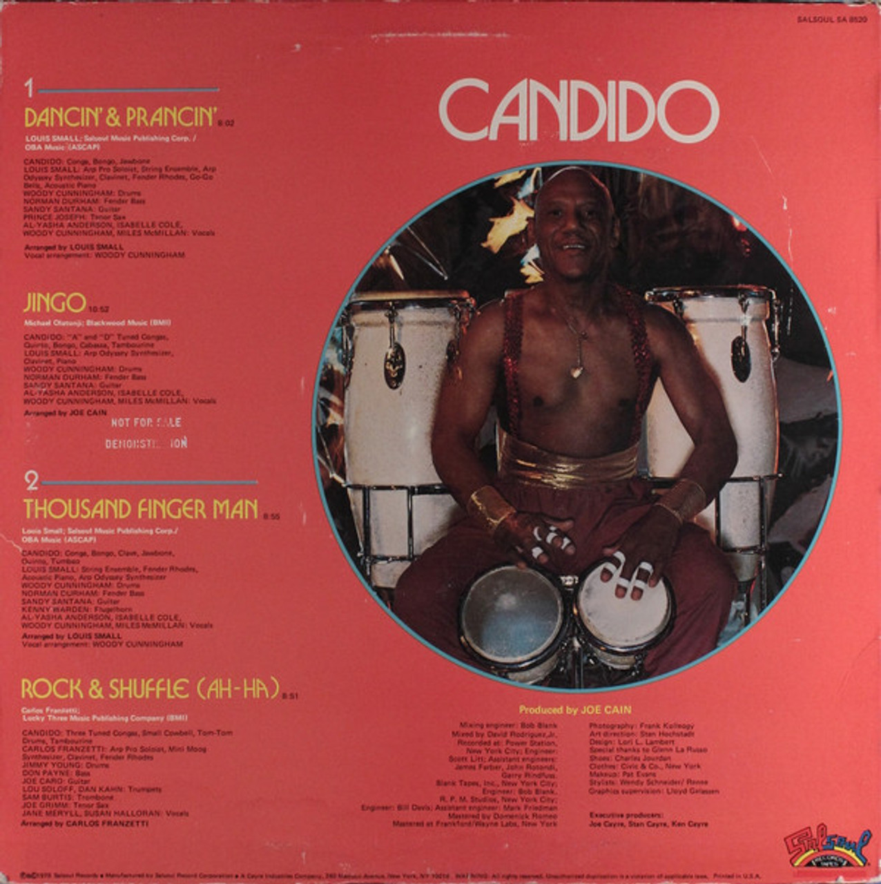 Candido - Dancin' & Prancin' (LP, Album, Promo) - BullTrax Records