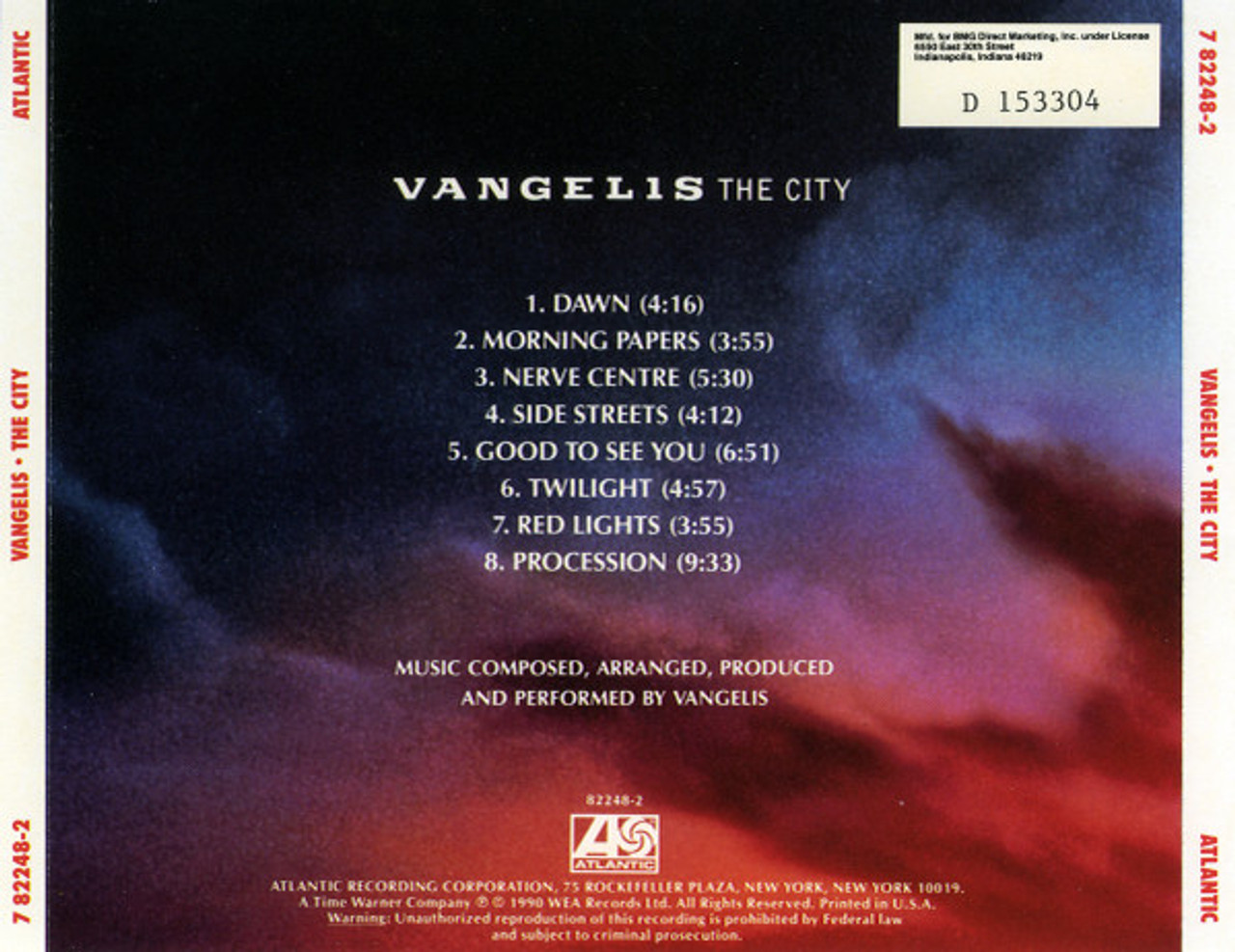 Vangelis - The City (CD, Album, Club, BMG) - BullTrax Records