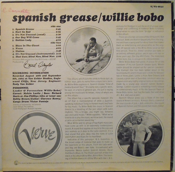 Willie Bobo - Spanish Grease (LP, Album) - BullTrax Records