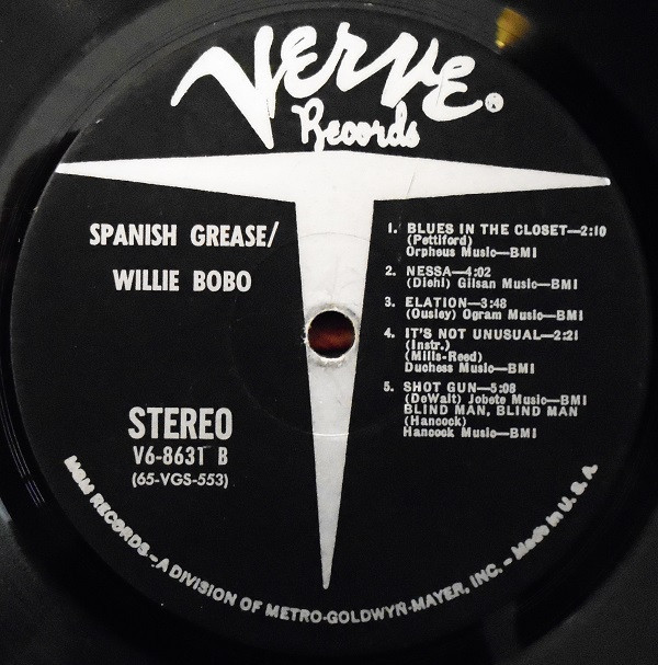 ウィリー・ボボ Spanish Grease Willie Bobo - Spanish Grease (LP, Album) - BullTrax Records