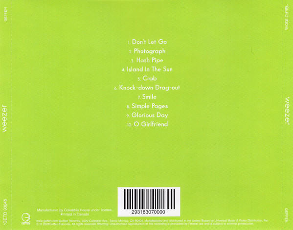 Weezer - Weezer (CD, Album, Club, CRC)_3291747917 - BullTrax Records