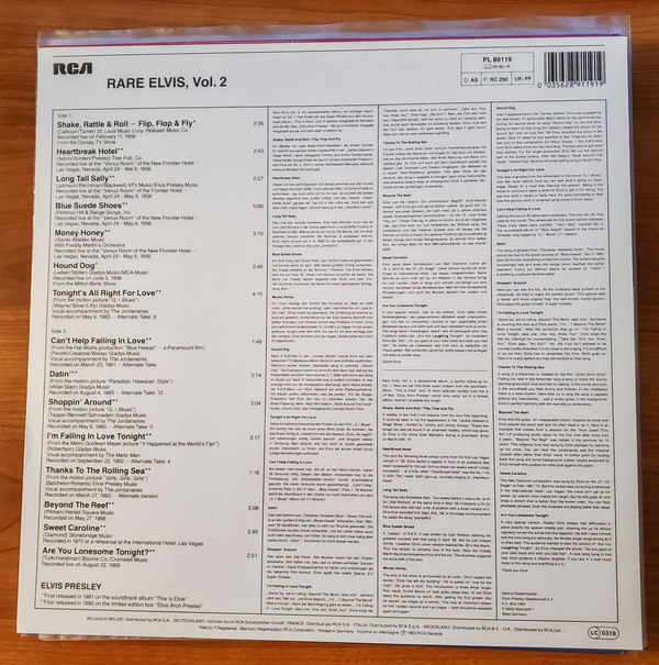 Elvis Presley - Rare Elvis Vol. 2 (LP, Comp) - BullTrax Records