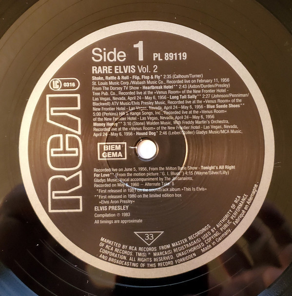 Elvis Presley - Rare Elvis Vol. 2 (LP, Comp) - BullTrax Records