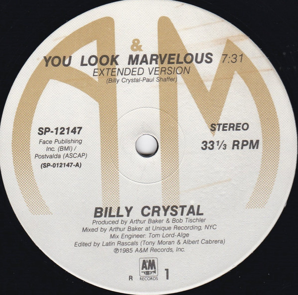 ビリークリスタル　 「You look marvelous」 12inch Billy Crystal - You Look Marvelous (12