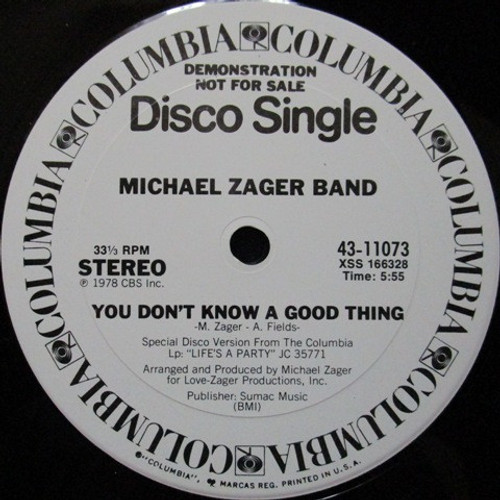 Michael Zager Band* - You Don't Know A Good Thing (12", Single, Promo)