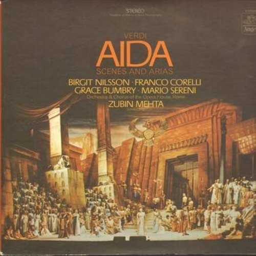 Giuseppe Verdi  /  Nilsson*, Corelli*, Bumbry*, Sereni*, Orchestra & Chorus of the Opera House Rome*, Mehta* - Aida Scenes And Arias (LP)