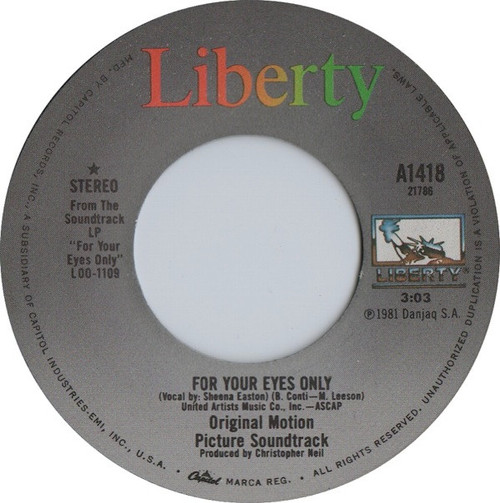 Sheena Easton - For Your Eyes Only - Liberty - A1418 - 7", Single, Win 611376163