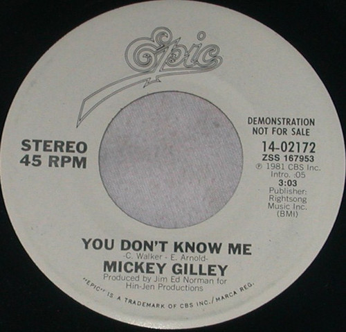 Mickey Gilley - You Don't Know Me  (7", Promo)