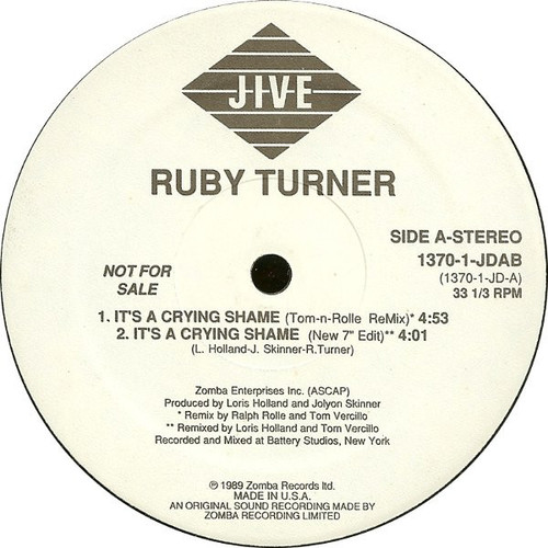 Ruby Turner - It's A Crying Shame (12", Promo)