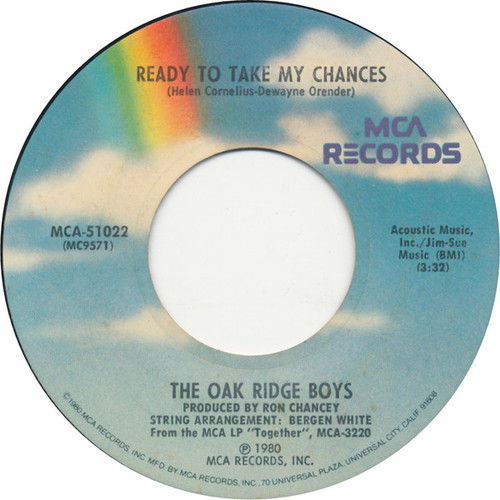 The Oak Ridge Boys - Ready To Take My Chances (7", Single, Pin)