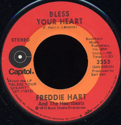 Freddie Hart And The Heartbeats - Bless Your Heart (7", Single, Los)