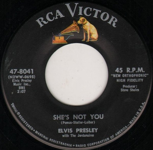 Elvis Presley With The Jordanaires - She's Not You  - RCA Victor - 47-8041 - 7", Single 692244000