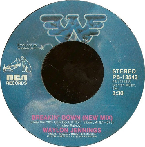 Waylon Jennings - Breakin' Down (New Mix) - RCA - PB-13543 - 7", Styrene, Ind 692717575