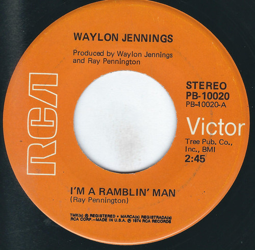 Waylon Jennings - I'm A Ramblin' Man (7", Single, Ind)