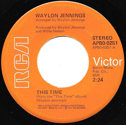Waylon Jennings - This Time / Mona (7", Single, Ind)